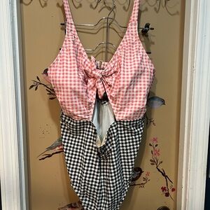 California Sunshine Checkered One Piece Swimsuit